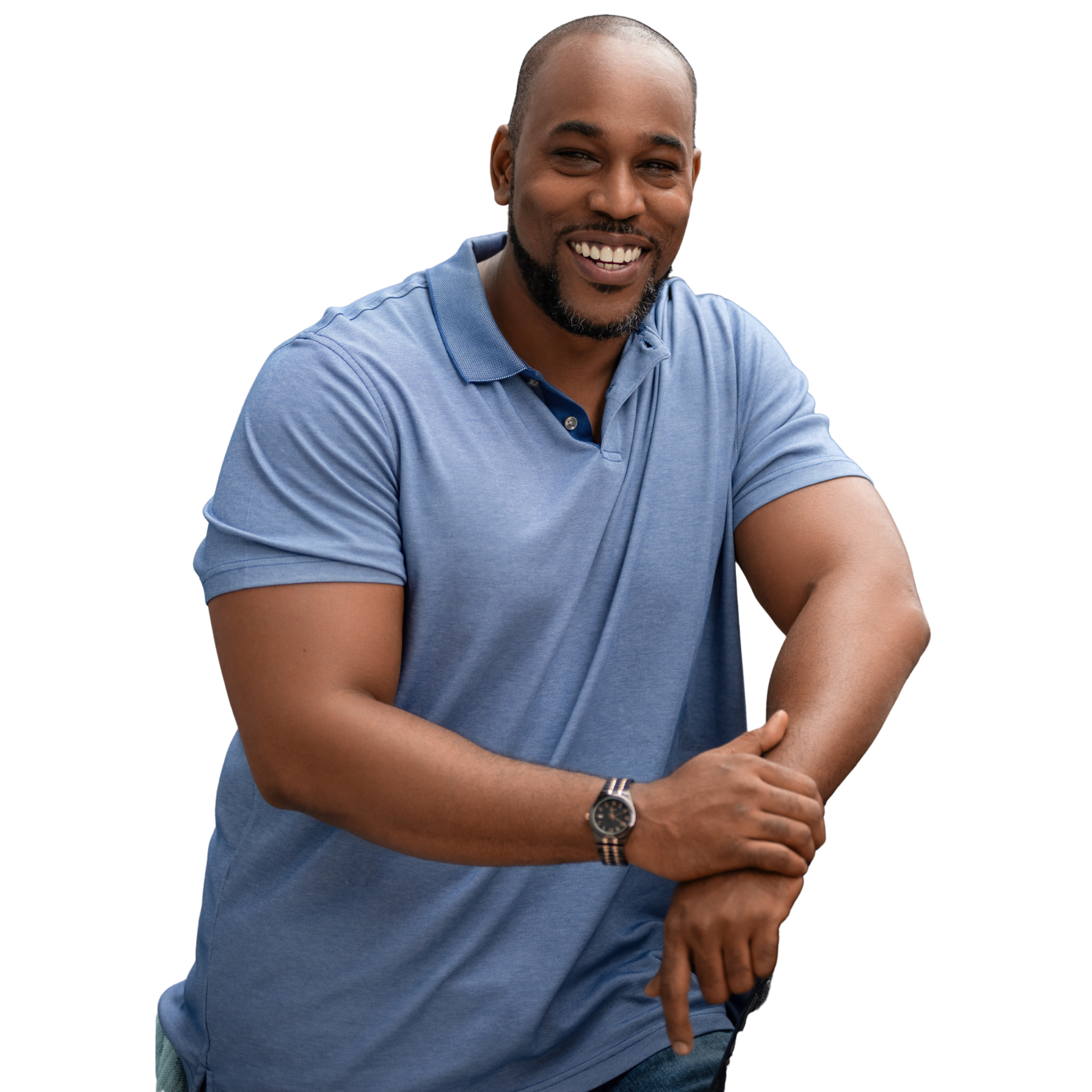 Steven Goard in blue polo shirt