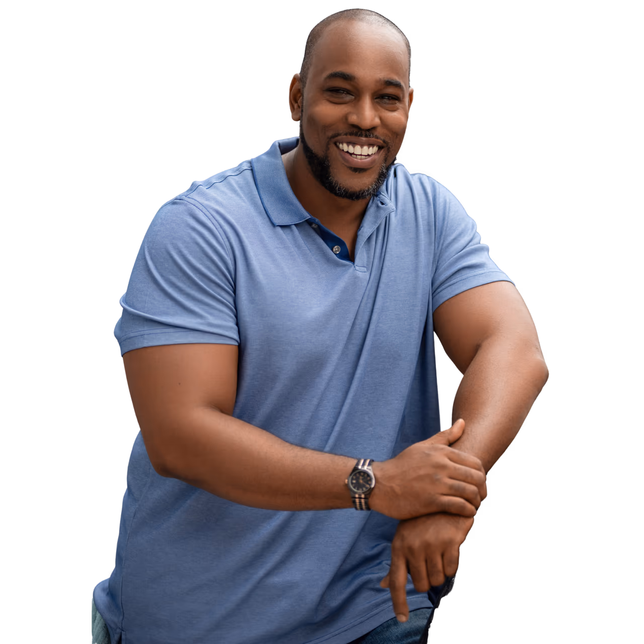 Steven Goard in blue polo shirt